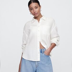 NWT Gap Women's Gauze Button Front Shirt White XXL XL S